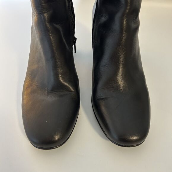 Napoleon Davos Gomma Leather Heeled Mid-calf Booties 40 Black Side-zip - Picture 6 of 15